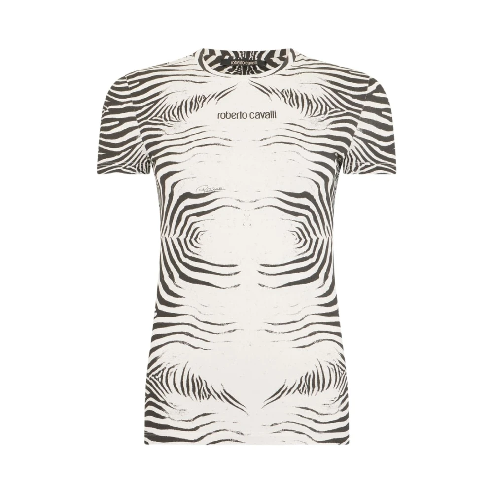 Roberto Cavalli Zebra Print T-Shirt - Female - T-Shirts - White - S - Tops