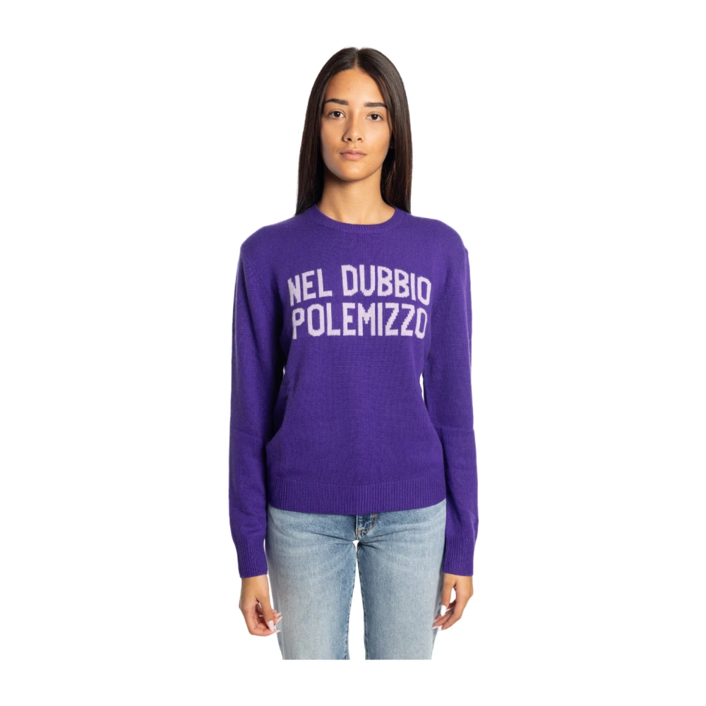 Saint Barth Paarse Sweater New Queen Jacquard Print Purple Dames
