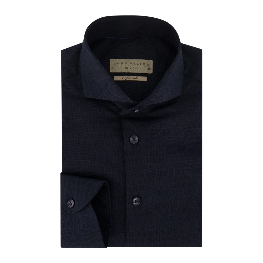 John Miller business overhemd slim fit donkerblauw cutaway boord effen katoen