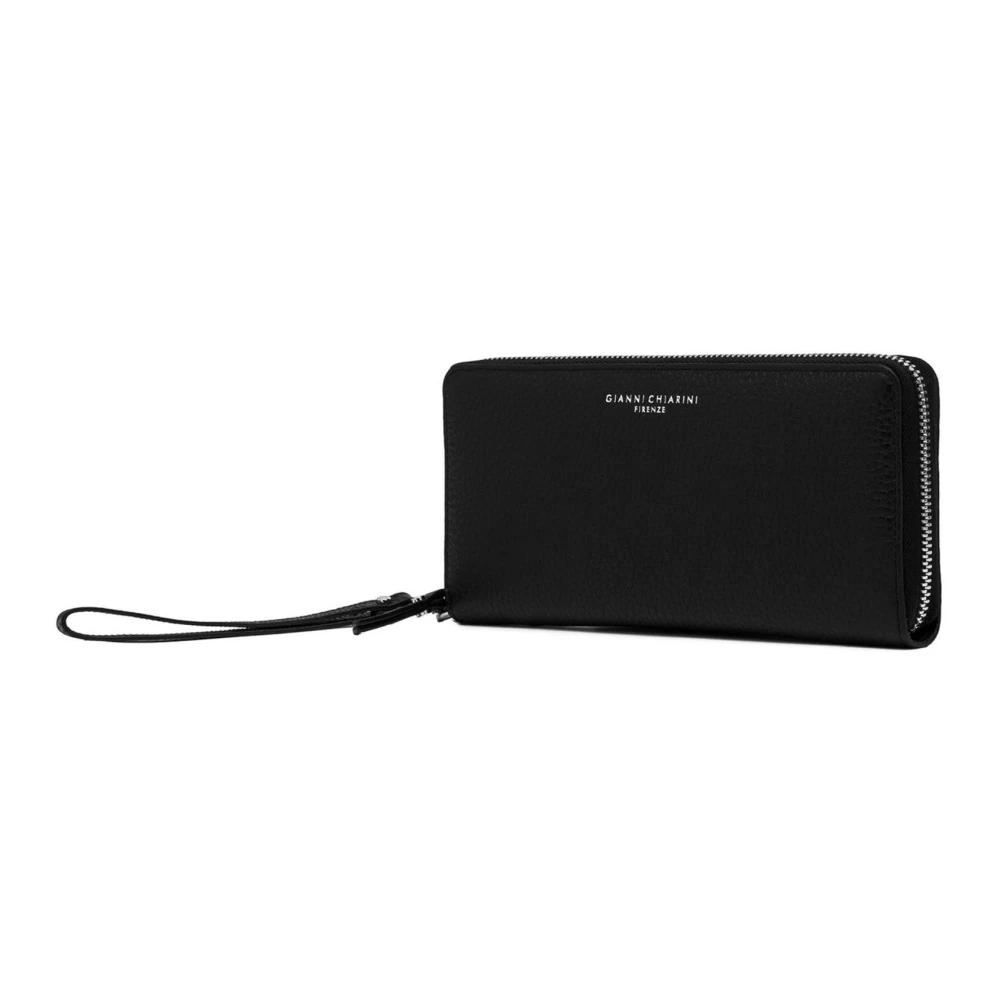Gianni Chiarini Zwarte leren portemonnee met ritssluiting Black Dames