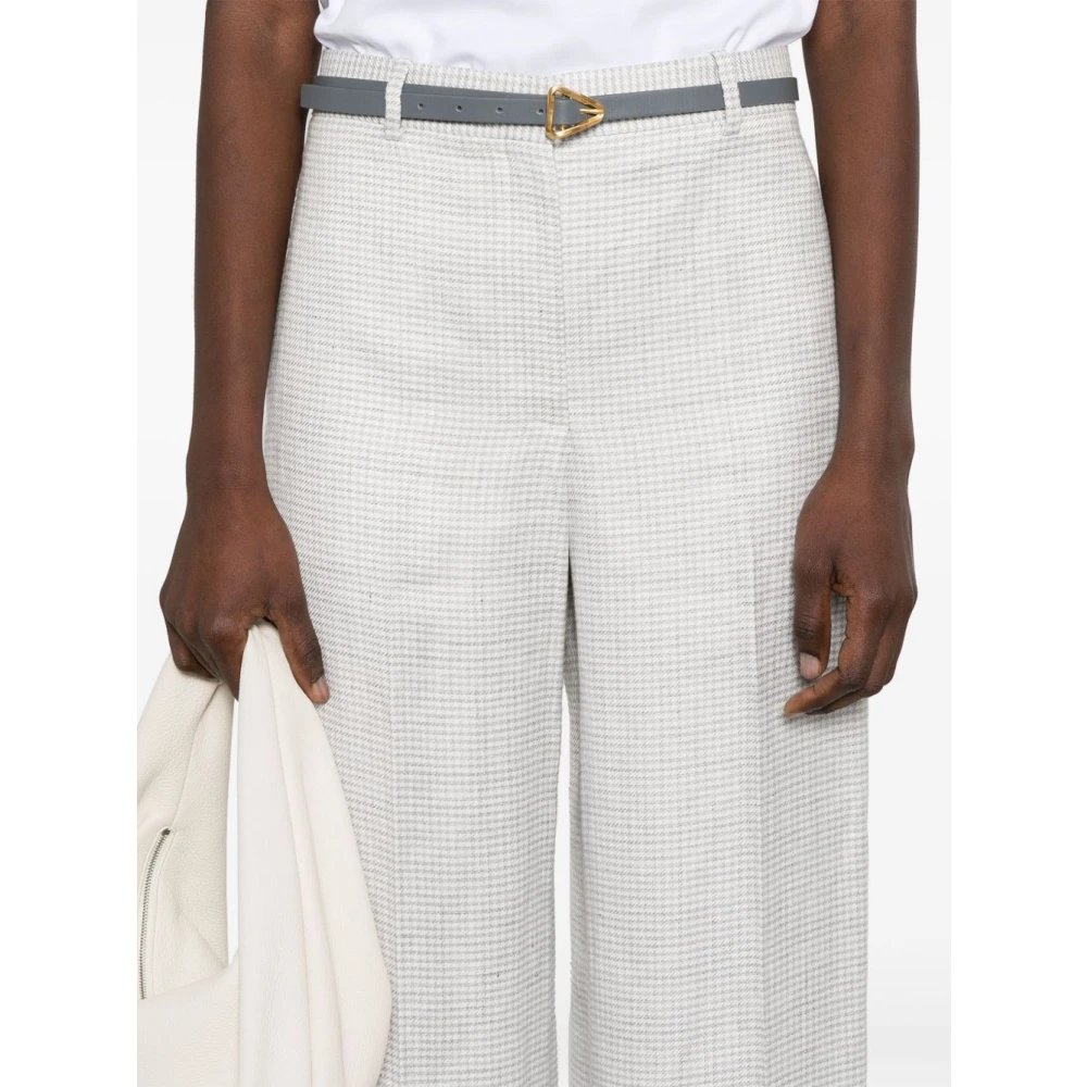 Theory Houndstooth Linnen Blend Broek Grijs Gray Dames