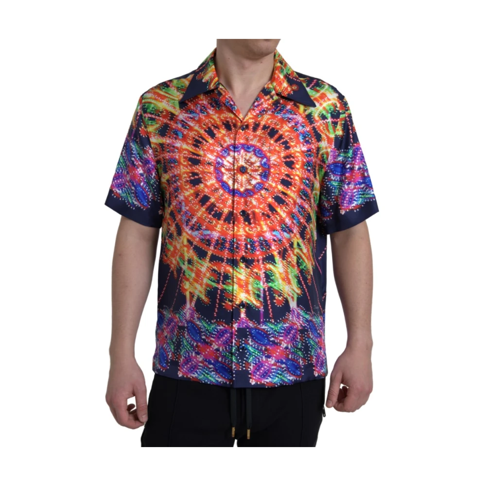 Dolce & Gabbana Multicolor Luminarie Print Zijden Shirt Multicolor Heren