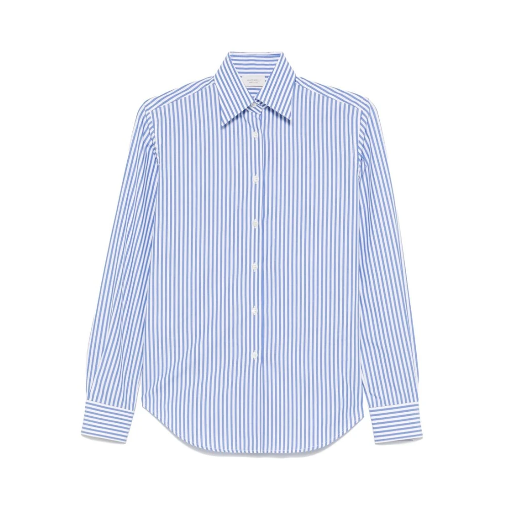 Mazzarelli Blauw Gestreept Katoenen Overhemd Blue Dames