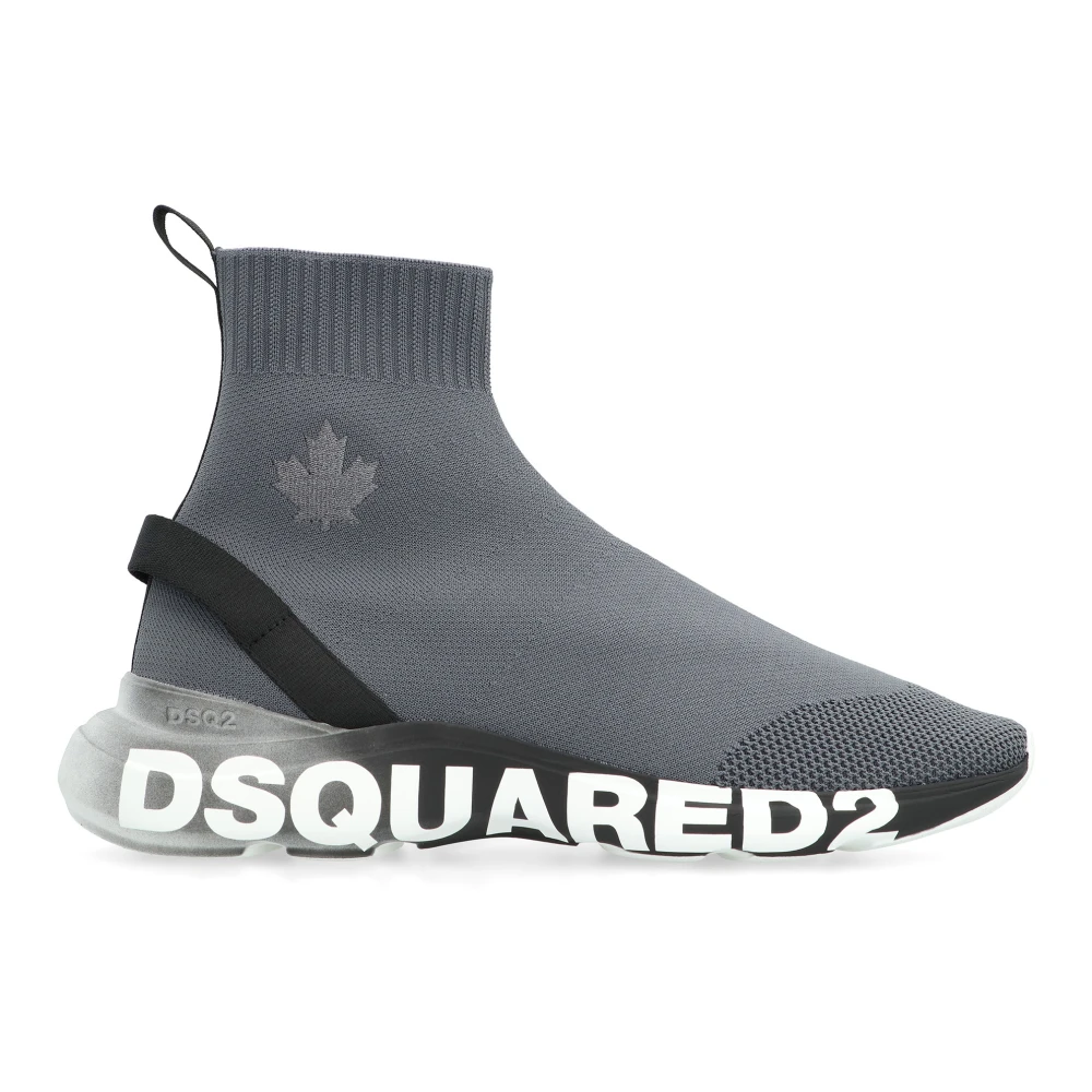 Dsquared2 Stickade sock-stil sneakers Gray, Herr