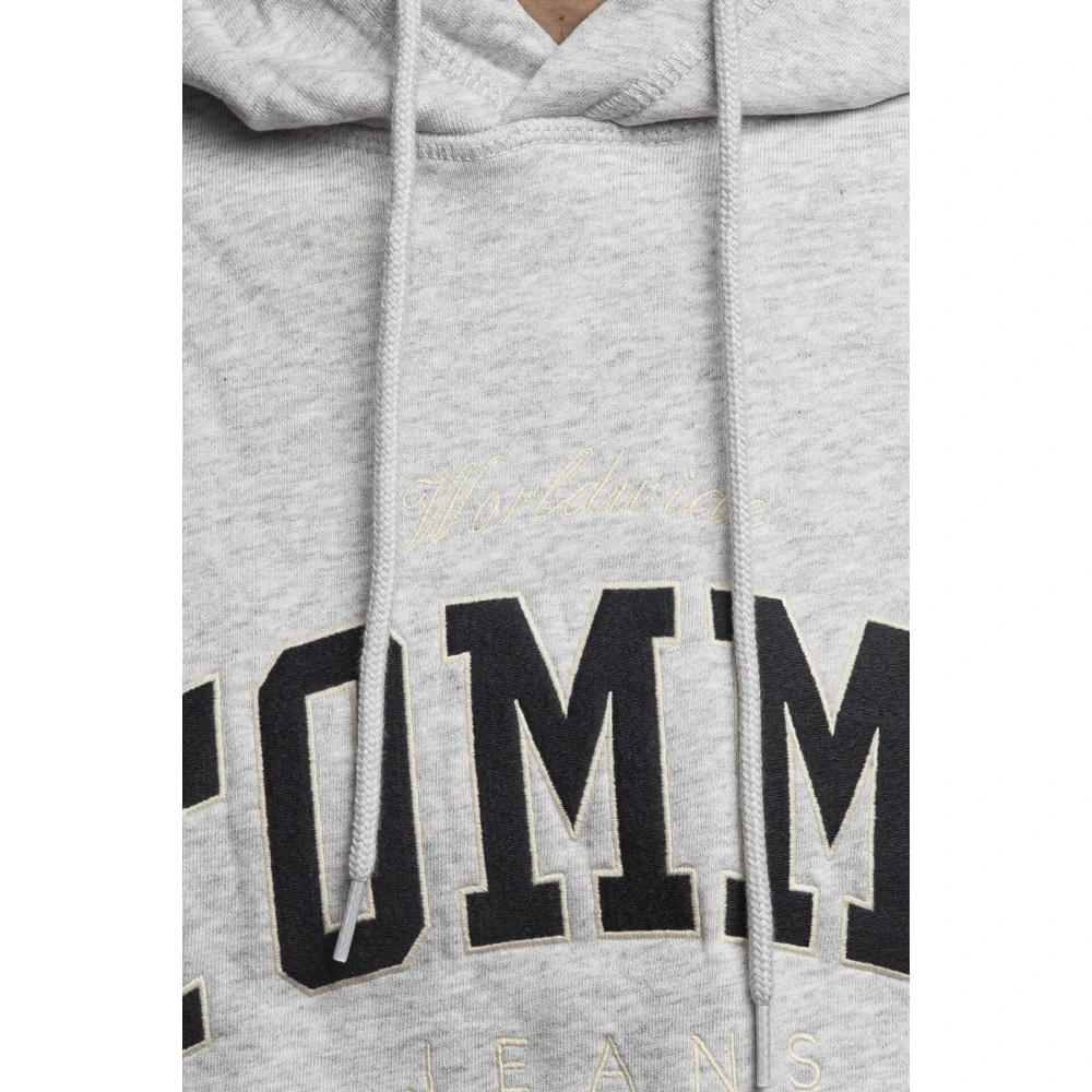 Tommy Jeans Geborduurde logo hoodie Klassiek Grijs Gray Heren