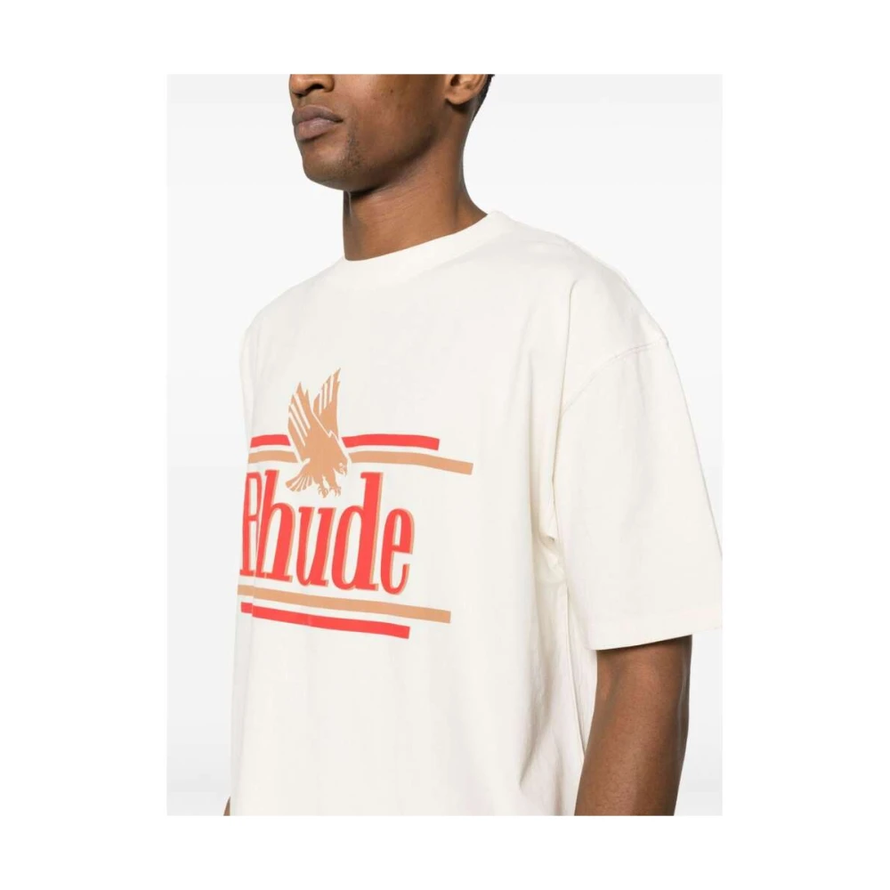 Rhude Logo Print T-shirt White Heren