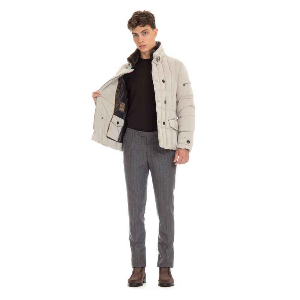 Moorer Gewatteerde Double-Breasted Peacoat Beige Heren