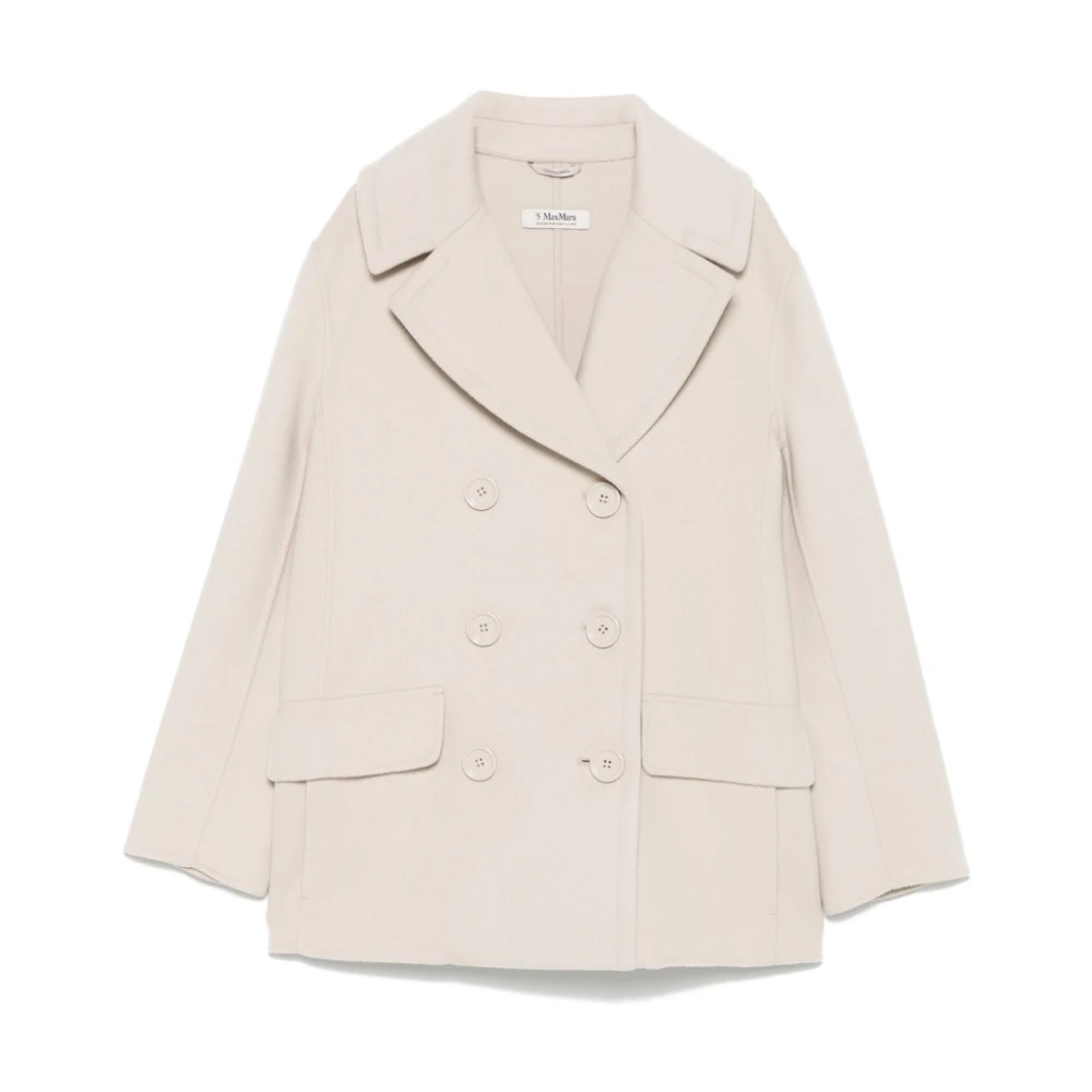 Max Mara Witte Wollen Jas voor Vrouwen White Dames