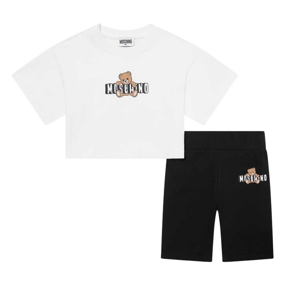 Moschino Girls White Kids Sets, 8 Y, Teddy Bear Logo Short Set