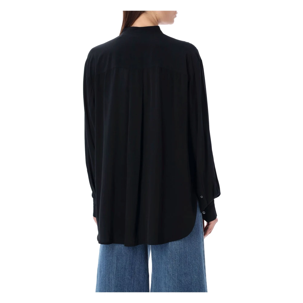 Isabel Marant Étoile Zwarte Amel Blouse met Geplooide Kraag Black Dames