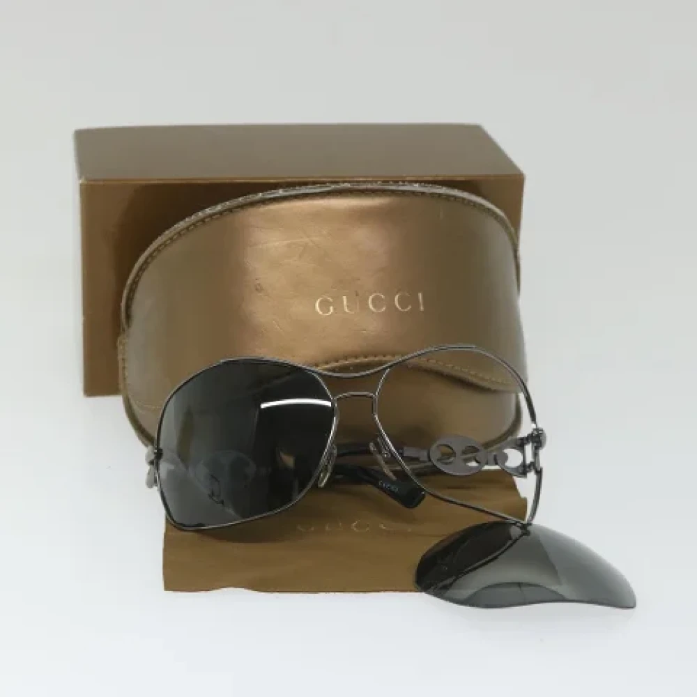 Gucci Vintage Pre-owned Metal sunglasses Black Dames