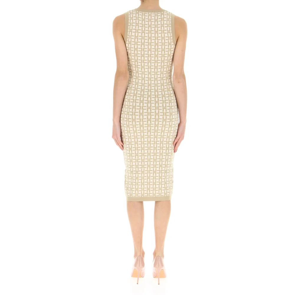 Elisabetta Franchi Stijlvolle Jurk Collectie Beige Dames