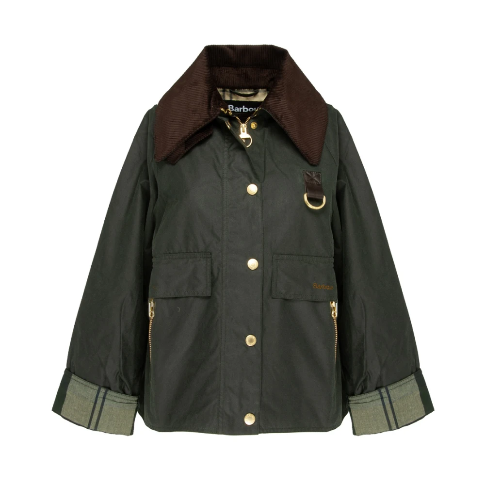 Barbour - Kurze Gewachste Baumwolljacke Mit Cordkragen - Jackets - Damen - Grün - S - Bild 3