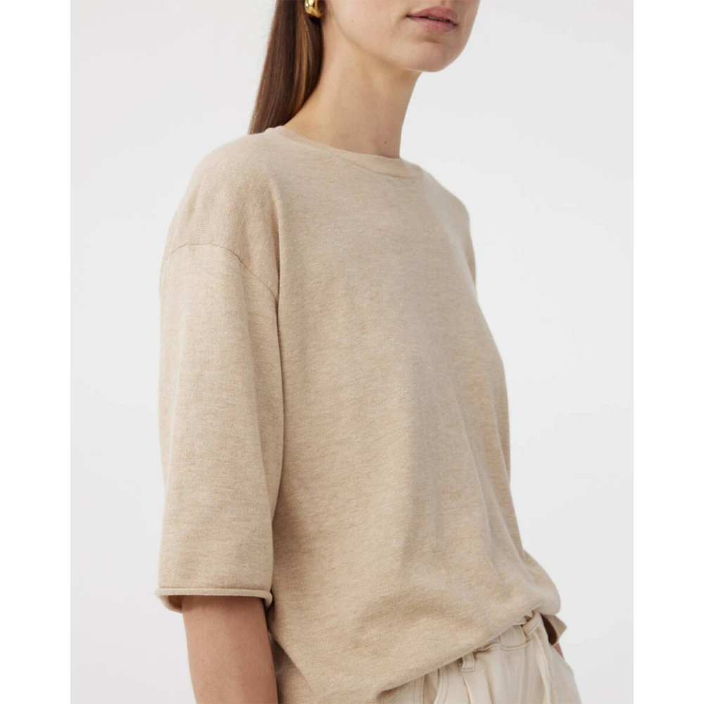 Knit-ted Merle T-shirt in gebreide stijl Beige Dames