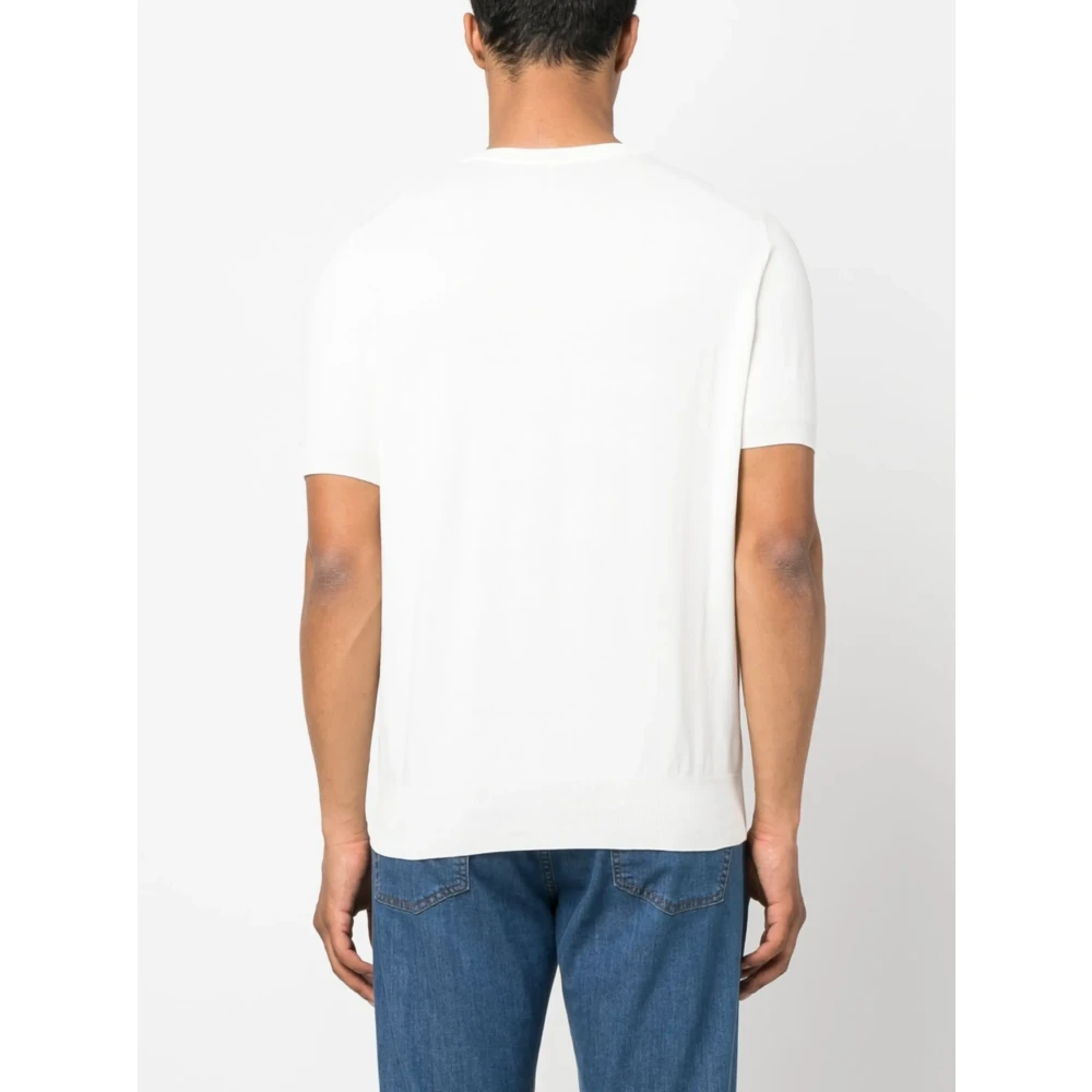 Canali Katoenen Gebreid T-shirt Gemaakt in Italië White Heren