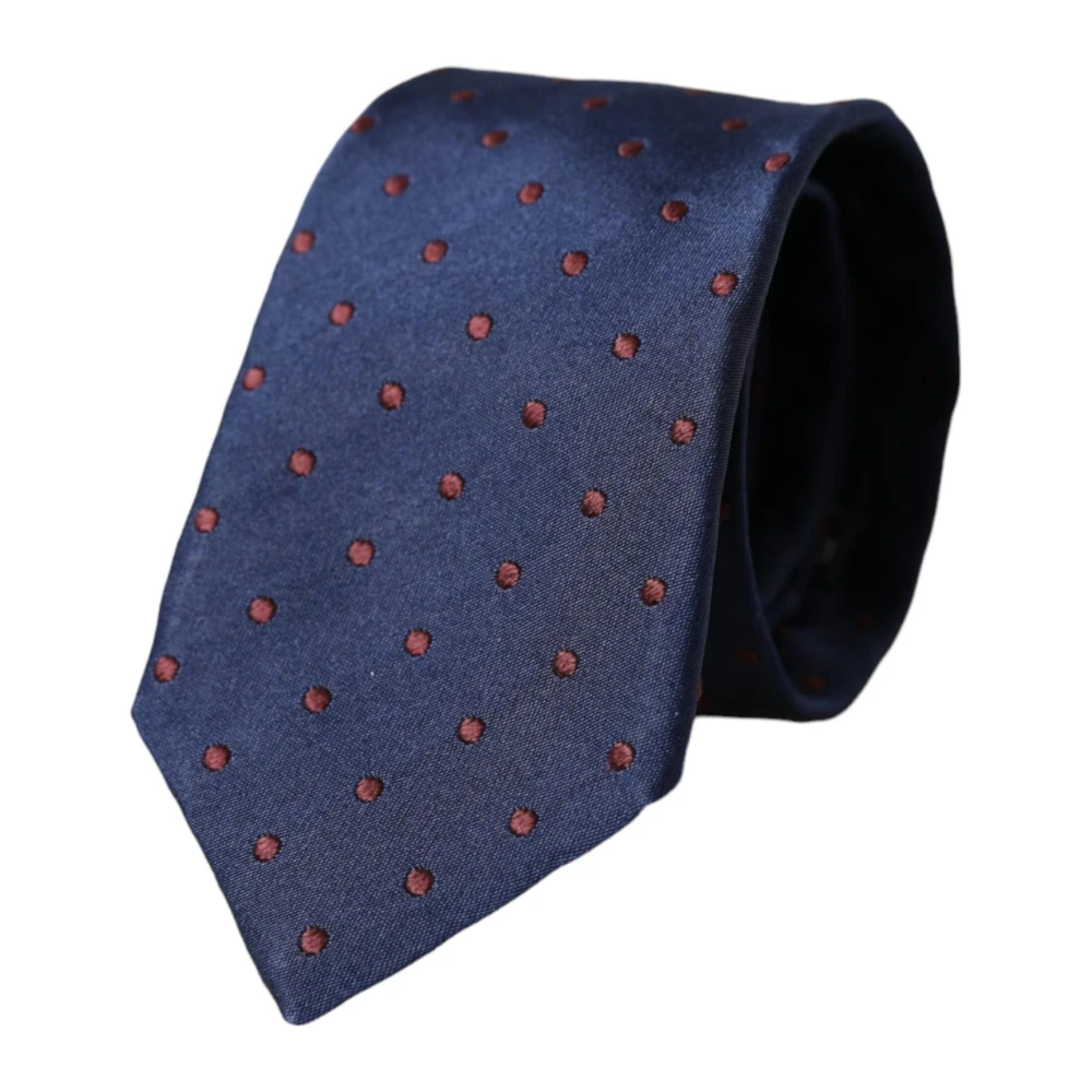 Dolce & Gabbana Blauw gestippelde zijden stropdas Blue Heren