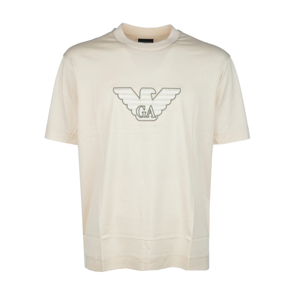 Emporio Armani Casual Katoenen T-Shirt voor Mannen Beige Heren