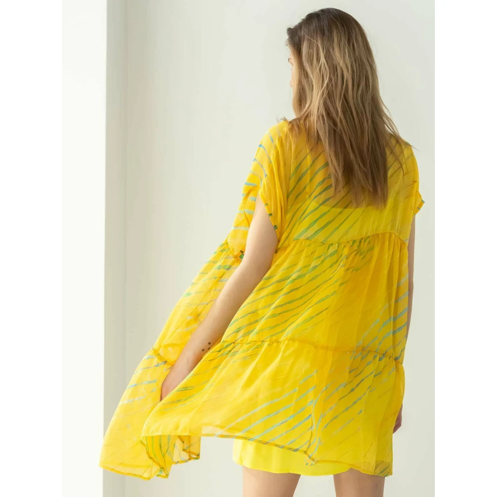 Beatrice .b Gele Tie-Dye Gelaagde Zijden Jurk Yellow Dames