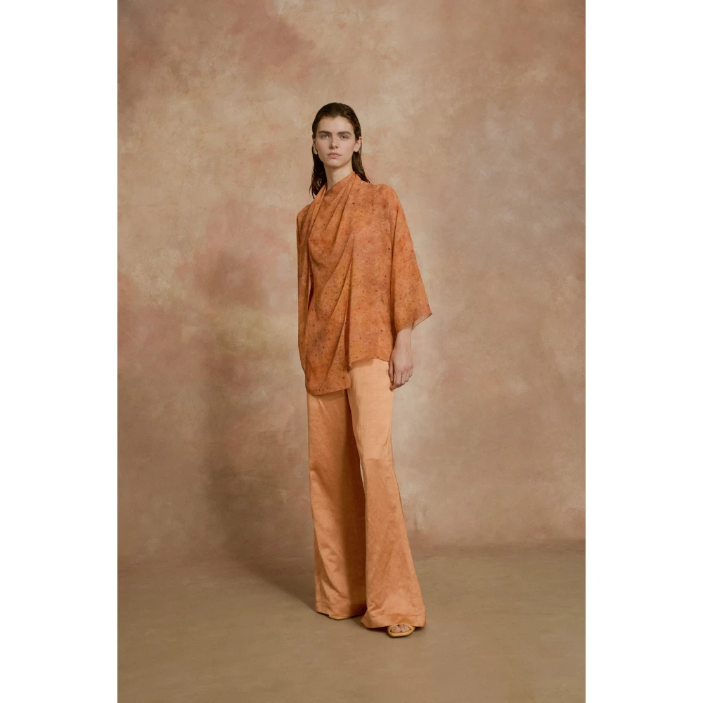 Cortana Lara zijden wikkelblouse sora print Orange Dames