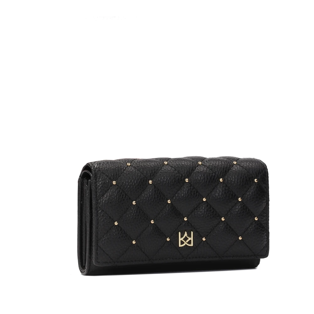 Kazar Stijlvolle zwarte portemonnee met quilten en strass Black Dames