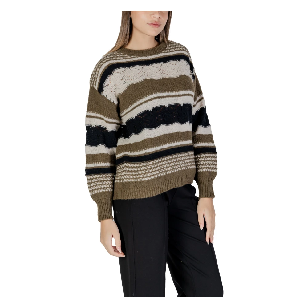Ichi Groene Trui met Lange Mouwen Multicolor Dames