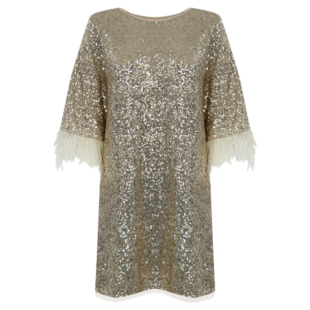 Twinset Grijze paillettenverenjurk Gray Dames