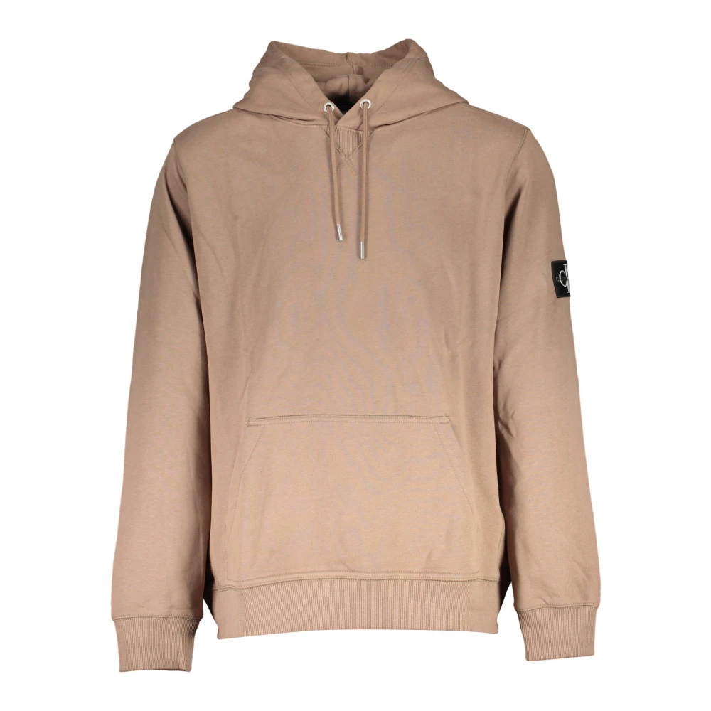 Calvin Klein Men's Brown Hoodie With Central Pocket And Logo