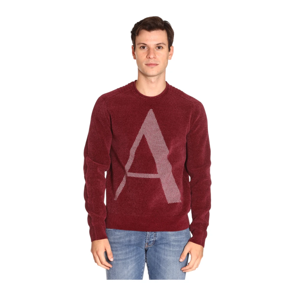 Armani Exchange Luxueuze Chenille Trui Red Heren