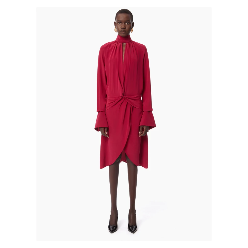 Nina Ricci Roze High Neck Midi Jurk Red Dames