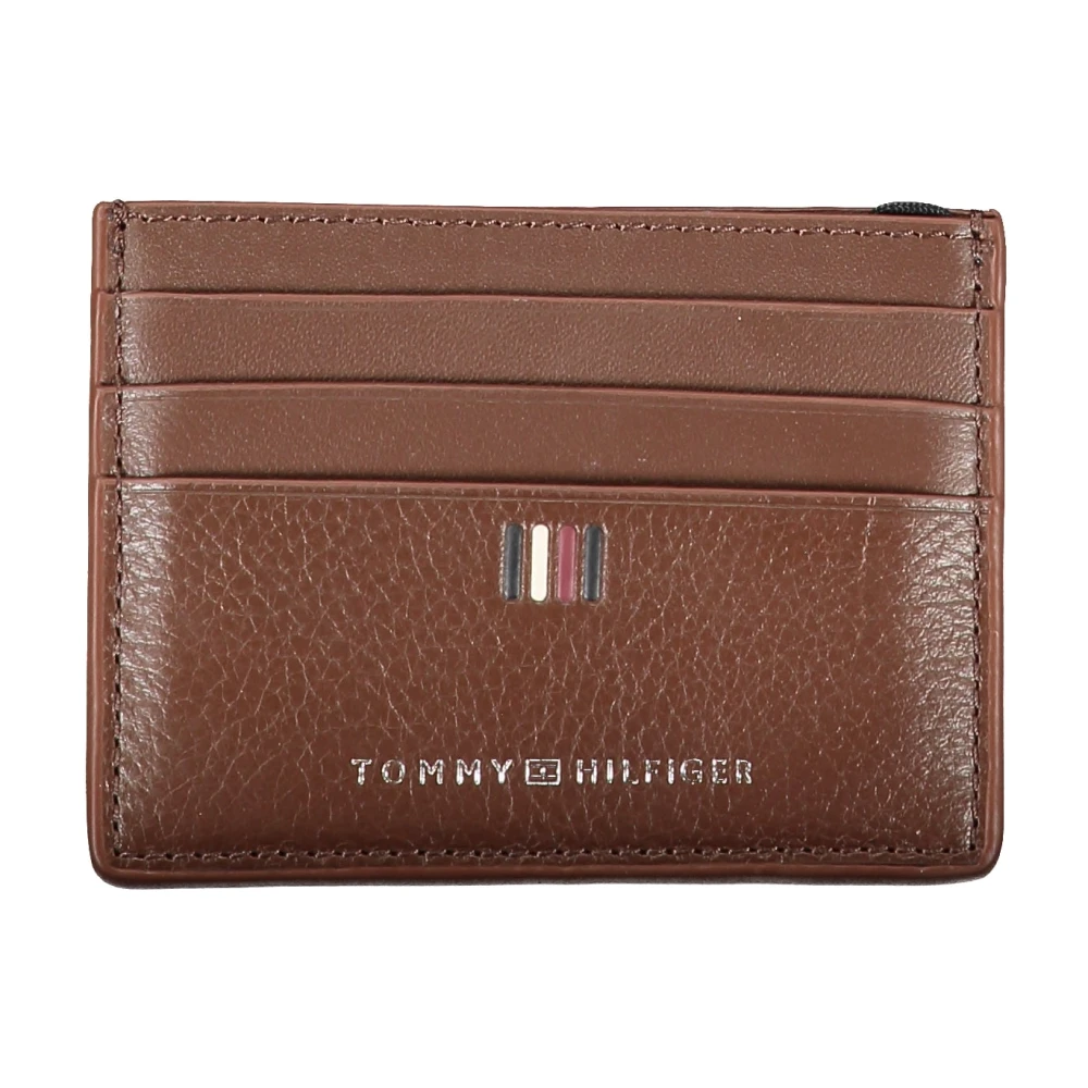 Tommy Hilfiger Elegante Leren Kaarthouder met Contrastdetails Brown Heren