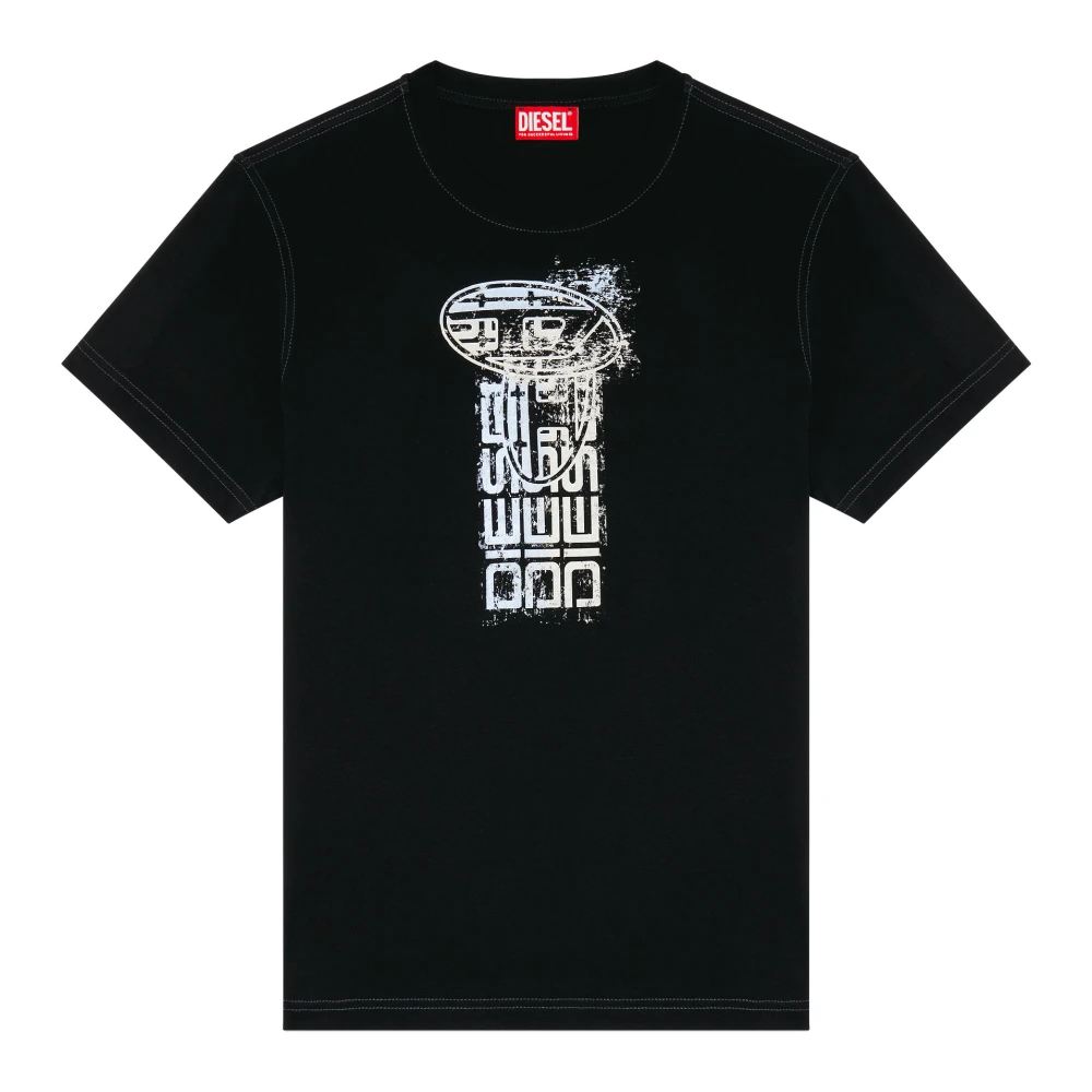 Diesel T-shirt with metallic logos Black Heren