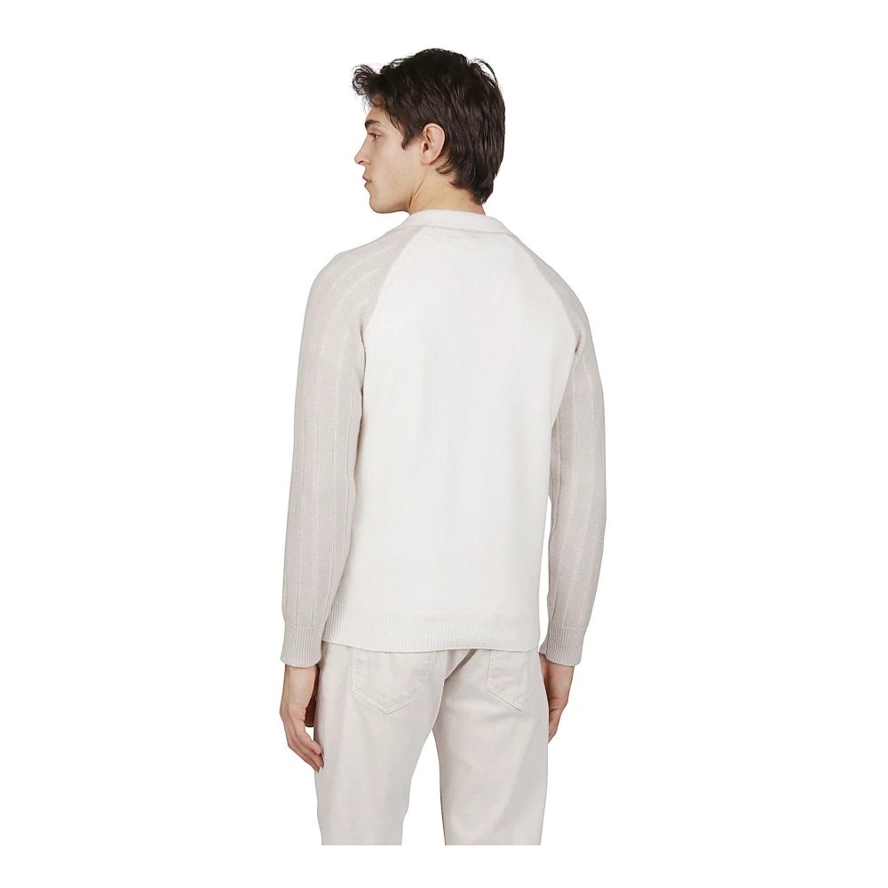 Eleventy Cashmere Polo Sweater met Raglanmouwen White Heren
