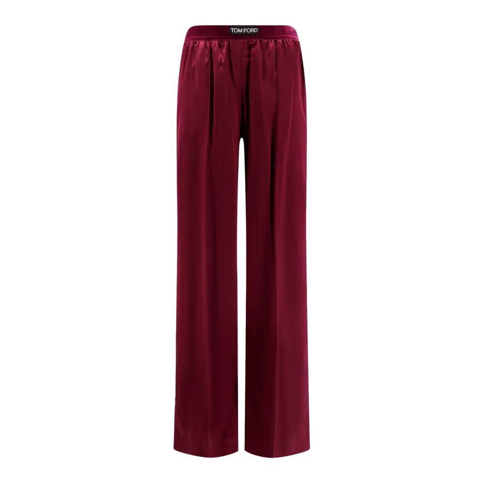 Tom Ford Women's Brown Straight Trousers,, Silk Satin Pj Trousers Small