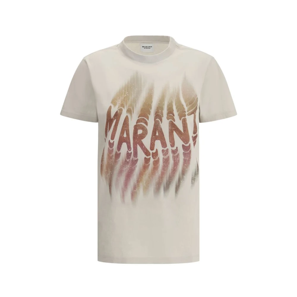 Isabel Marant Étoile Zoeline T-shirt met Maxi Print Beige Dames