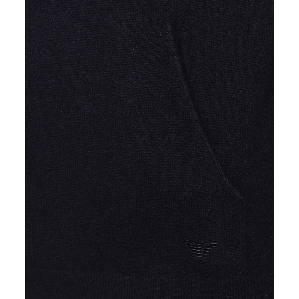 Emporio Armani Cashmere Gebreide Hoodie Blue Heren