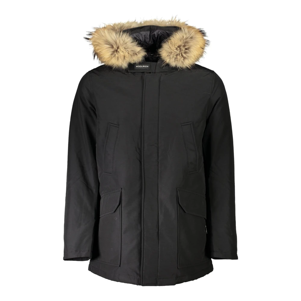 Woolrich Men's Black Hooded Parka With Removable Fur