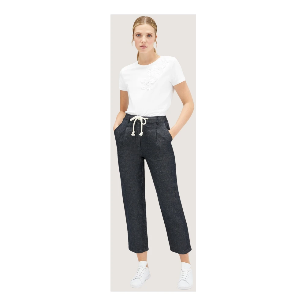 Motivi Boxy Cut T-Shirt met Borduurwerk White Dames