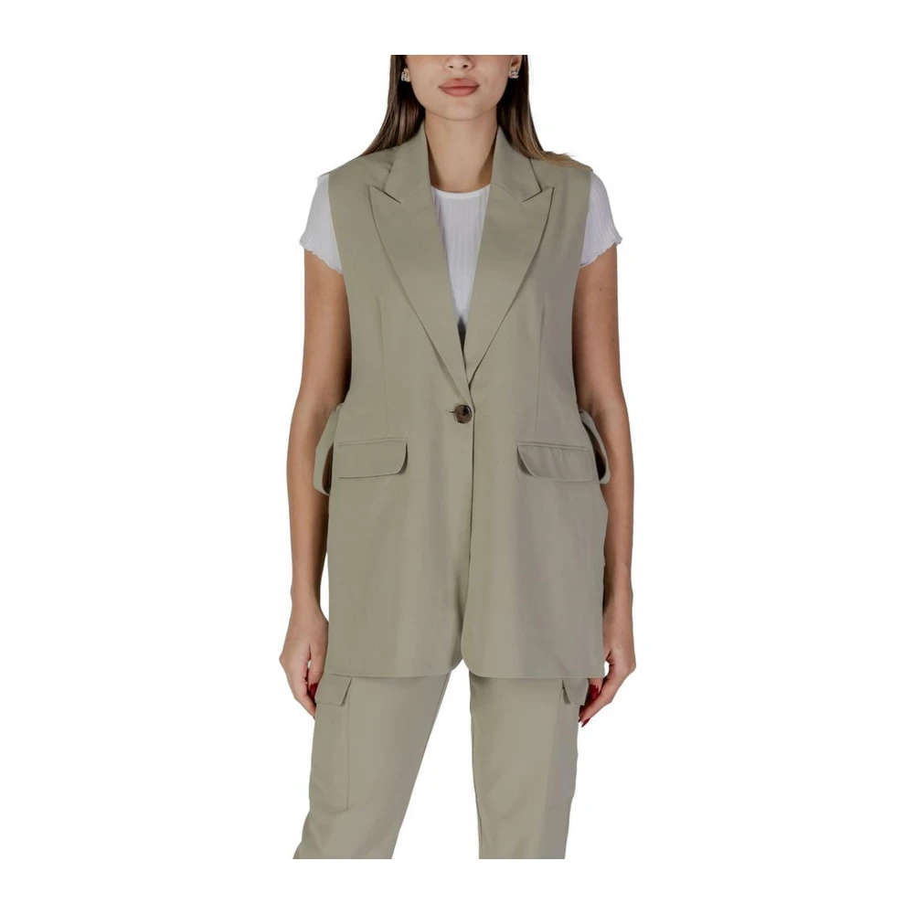 B.young Women's Green Waistcoats, S, Polyester Vest Jackets