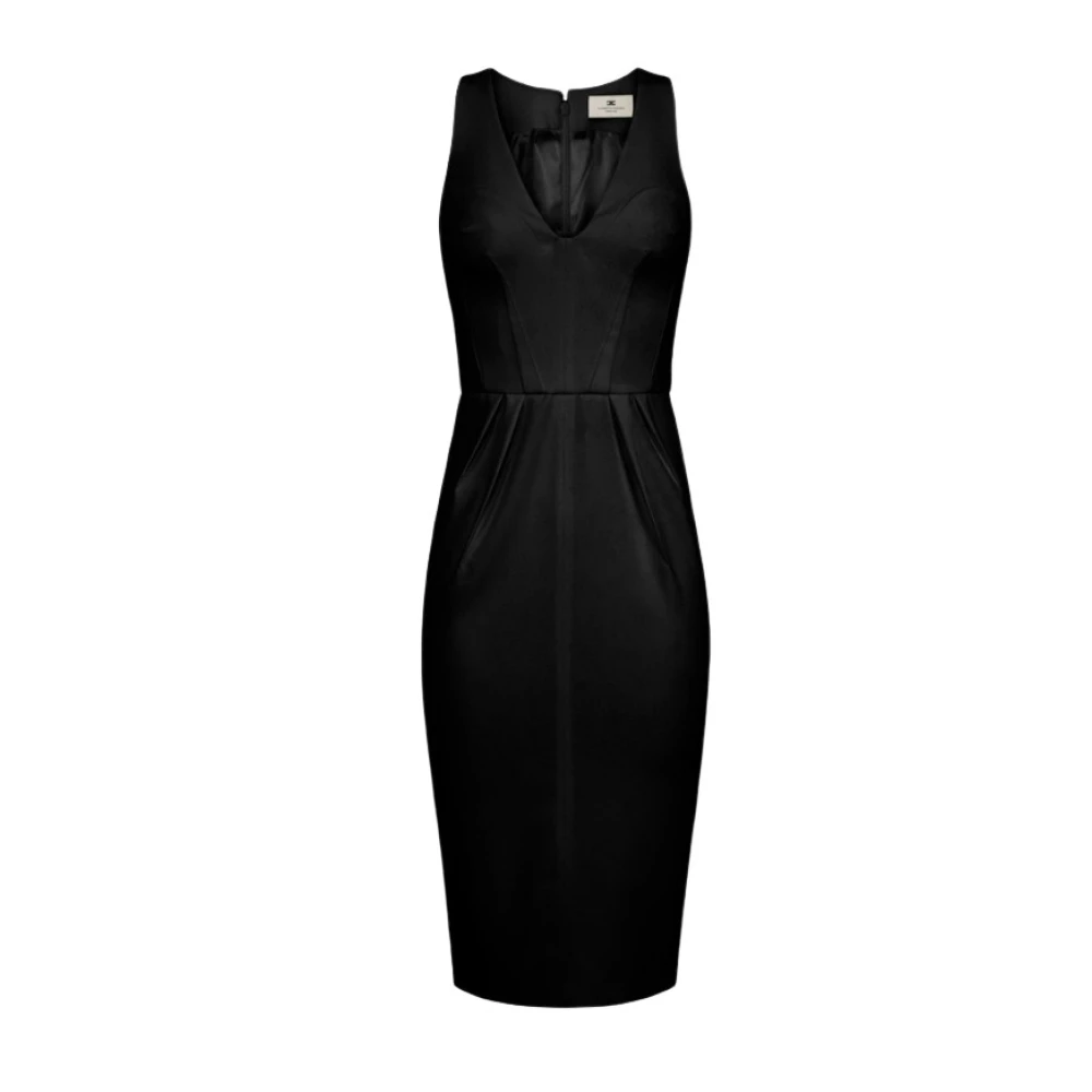 Elisabetta Franchi Black Lightweight Crepe Dress - Female - Midi Dresses - S - Dresses