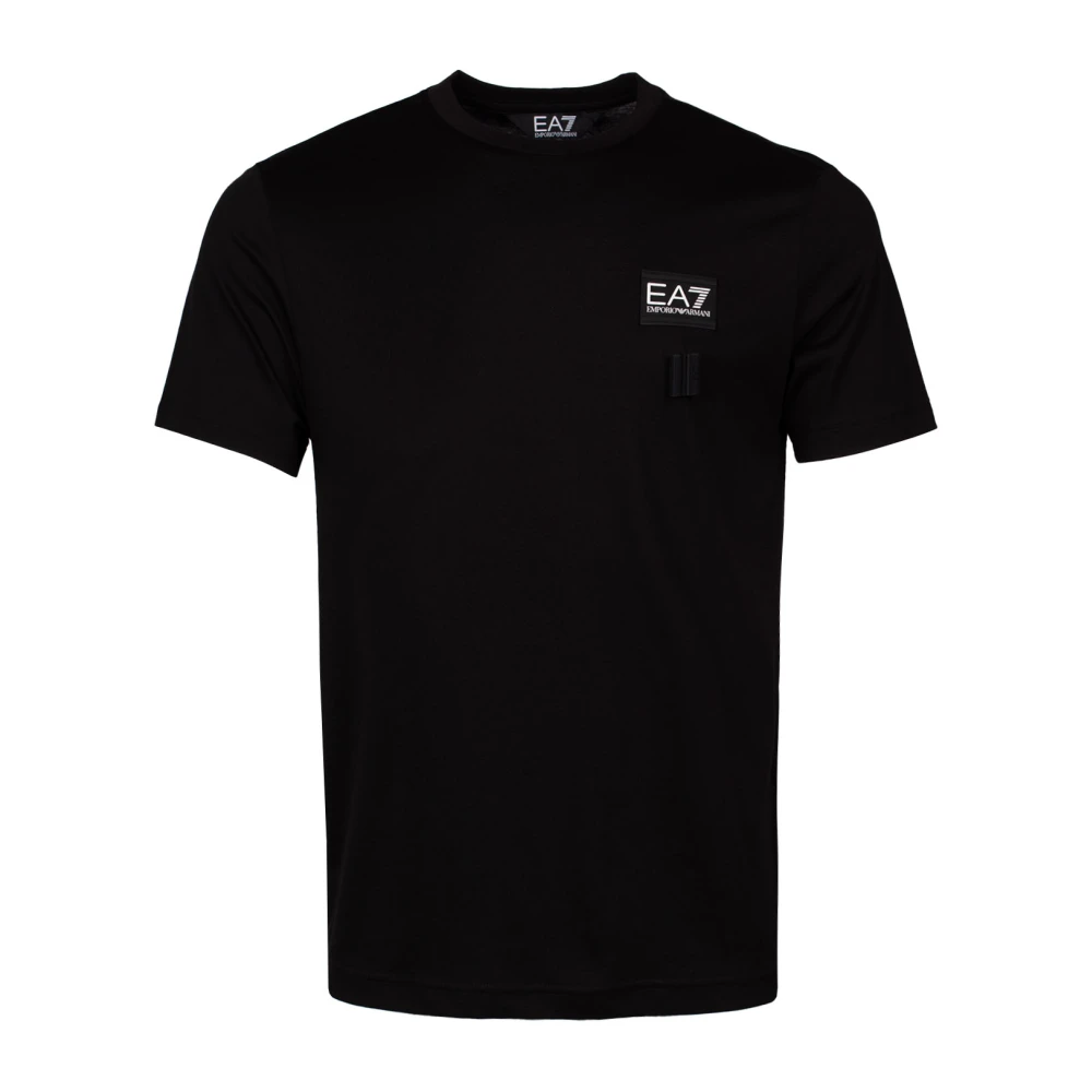 Emporio Armani EA7 Zwart Logo-Patch Katoenen T-Shirt Black Heren