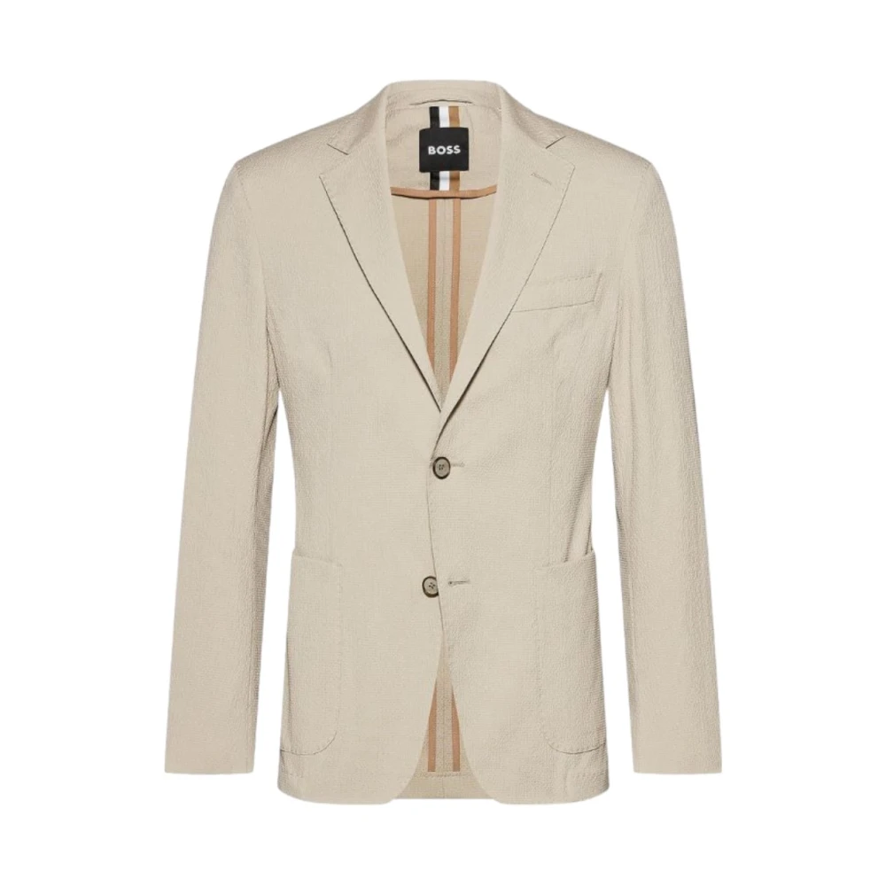 Boss Katoenen Blazer Beige Heren