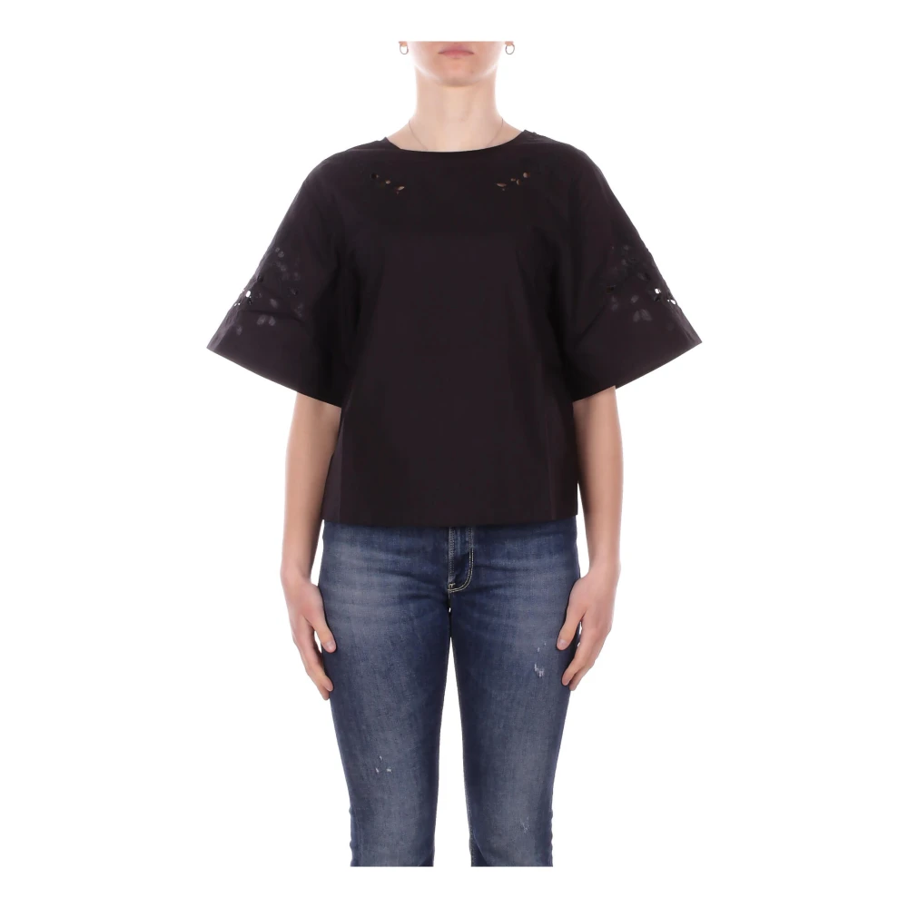 Weekend Max Mara Women's Black Blouse With Back Logo - Blouses - Xs - Blouses & Shirts
