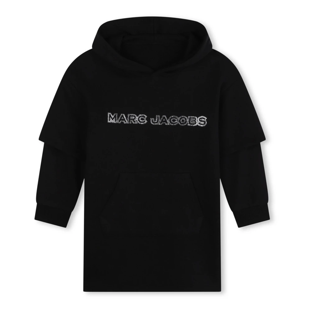 Marc Jacobs Black Dresses, Female, 10 Y, Sweatshirt Dress With Sequin Logo