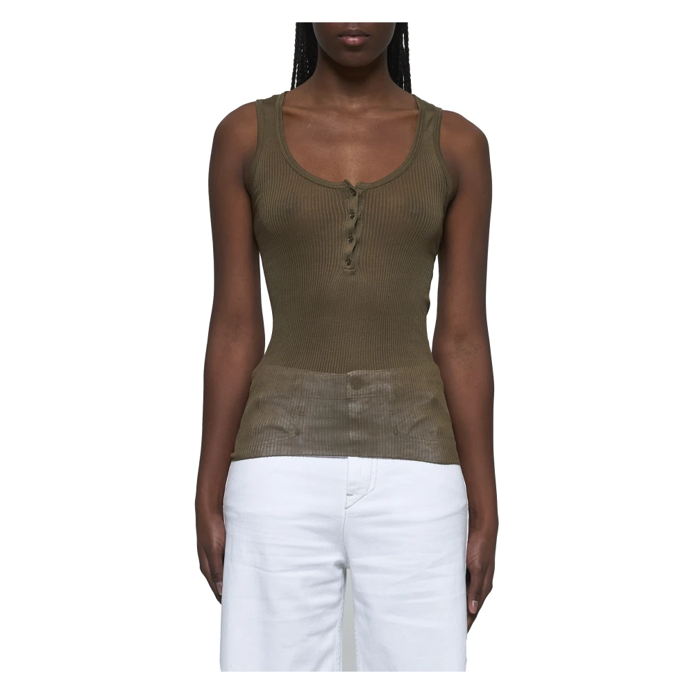 Isabel marant Groene Geribbelde Racerback Tanktop Green Dames
