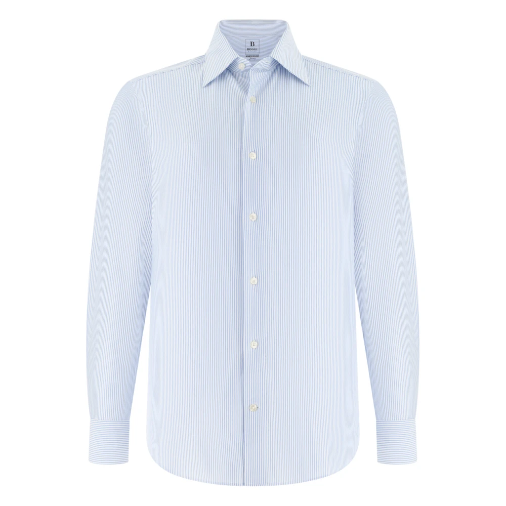 Boggi Milano Mannelijk Blauw Overhemden Heren, S, Katoen, Regular Fit Japanese Jersey Polo Shirt