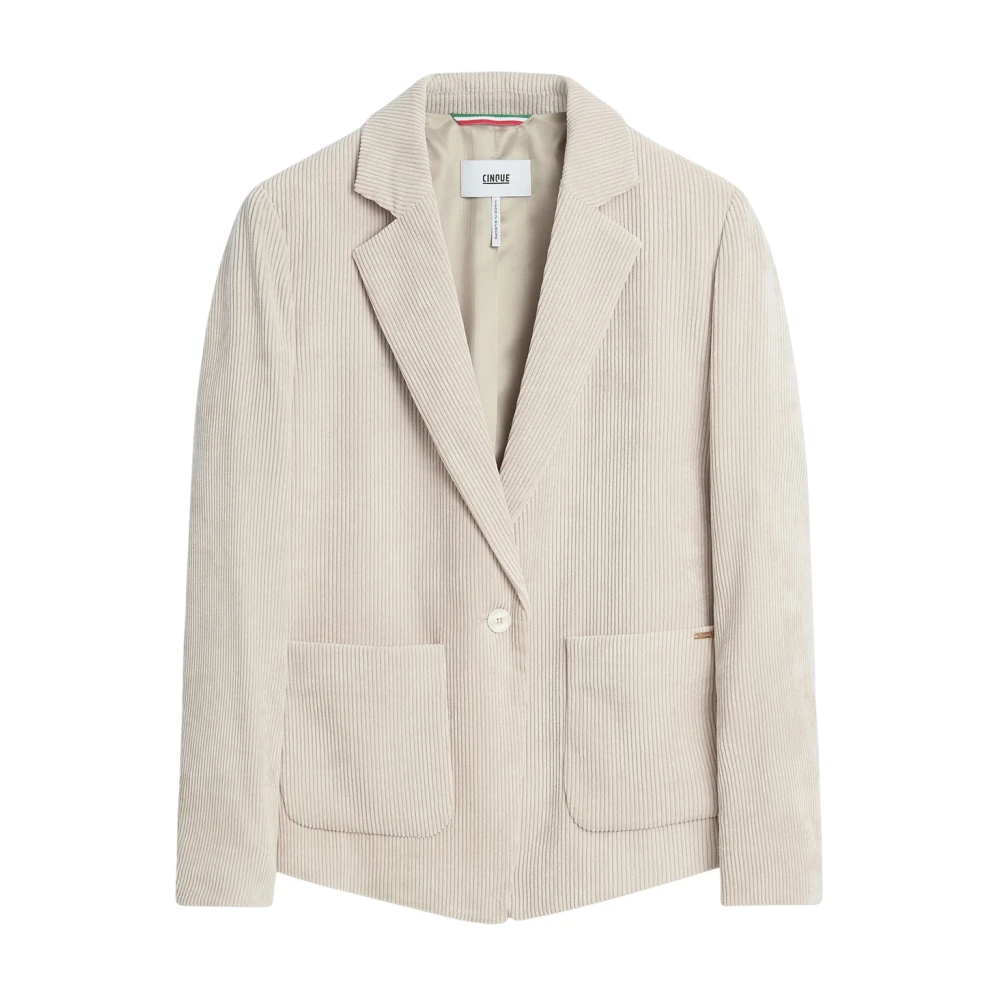 CINQUE Moderne Corduroy Blazer met Vloeiende Silhouet Beige Dames