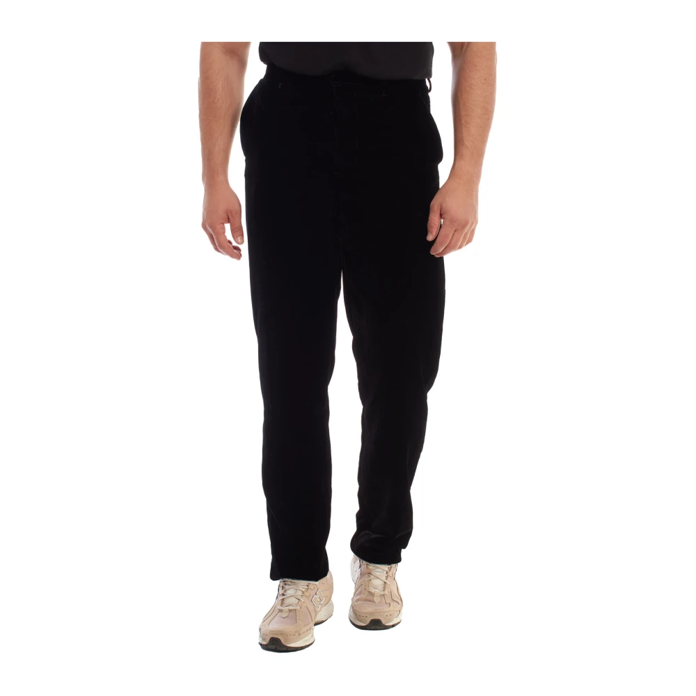 Emporio Armani Fluwelen broek met verfijnde stijl Black Heren