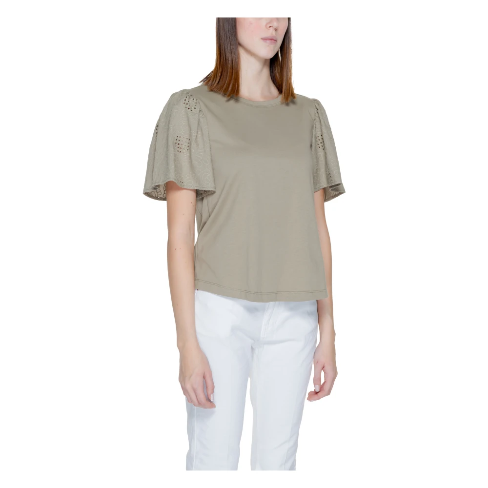 Jacqueline de Yong Katoenen T-shirt Lente Zomer Collectie Green Dames