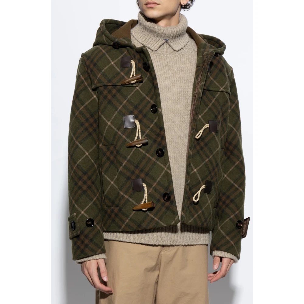 Burberry Wollen jas met capuchon Green Heren