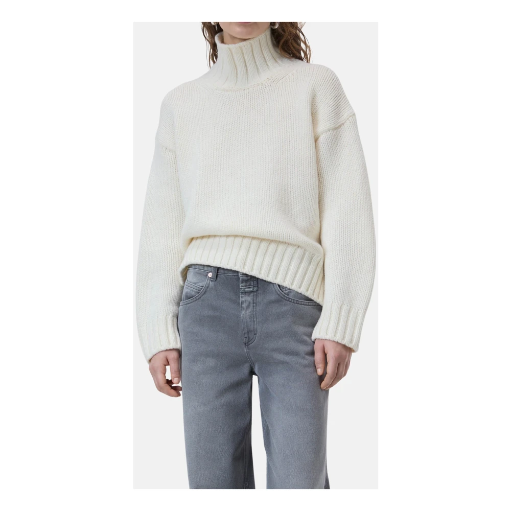 closed Geribbelde coltrui met manchetten Beige Dames